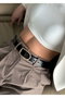 Heliophilia Silver KPEGMSA3488 Cinturón de Poliuretano Negro con Hebilla Plateada para Mujer y Hombre, Accesorio Elegante y Versátil